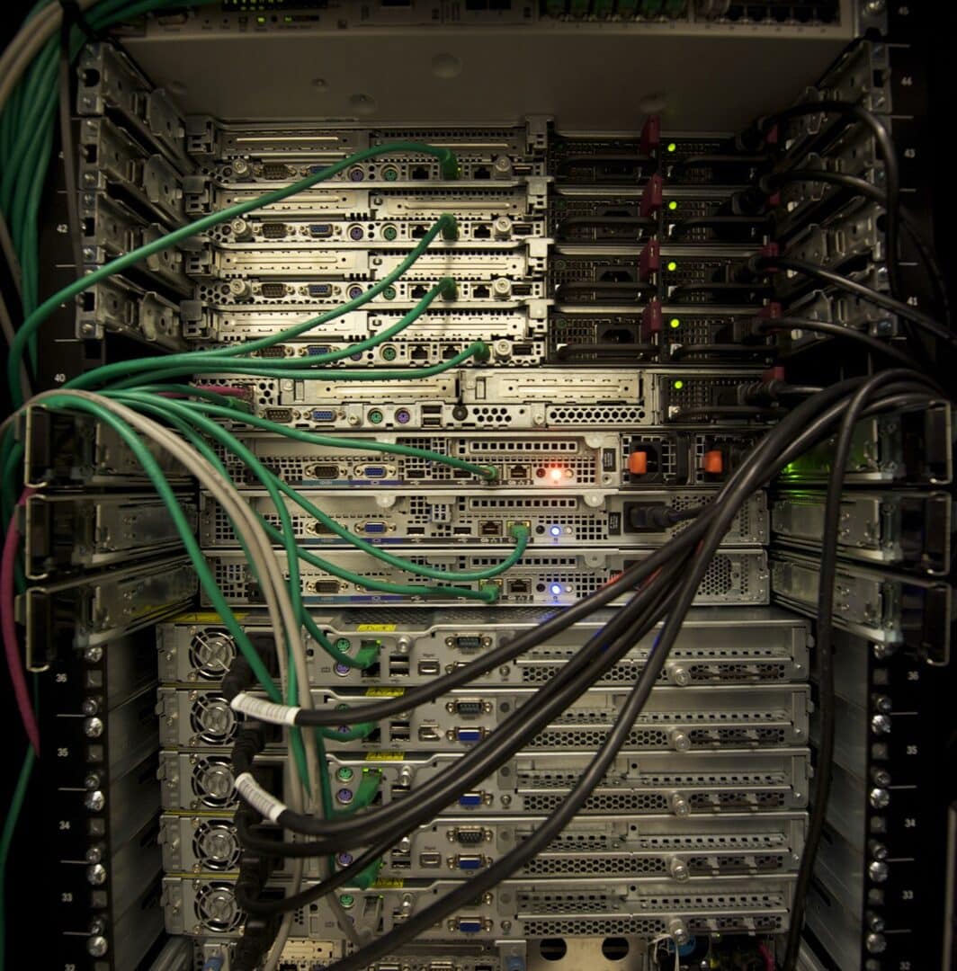 Server rack infrastructure representing enterprise AI operations and governance