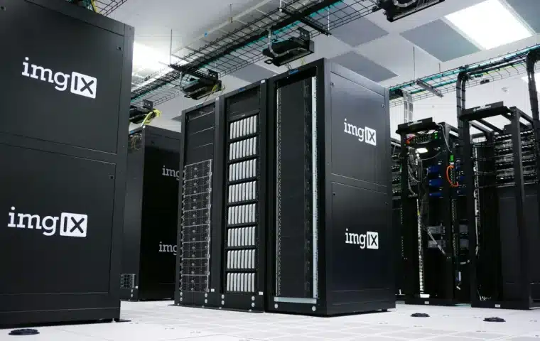 Rows of enterprise server racks representing managed AI services on cloud infrastructure.